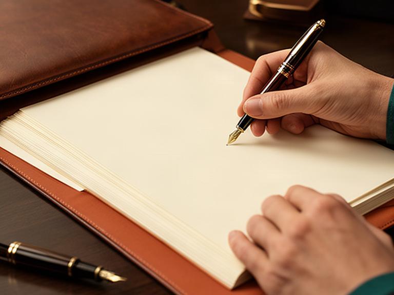 Manos firmando un contrato junto a una carpeta jurídica y una pluma